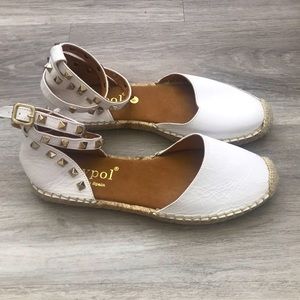 NWT Maypol Leather White Espadrille Flats